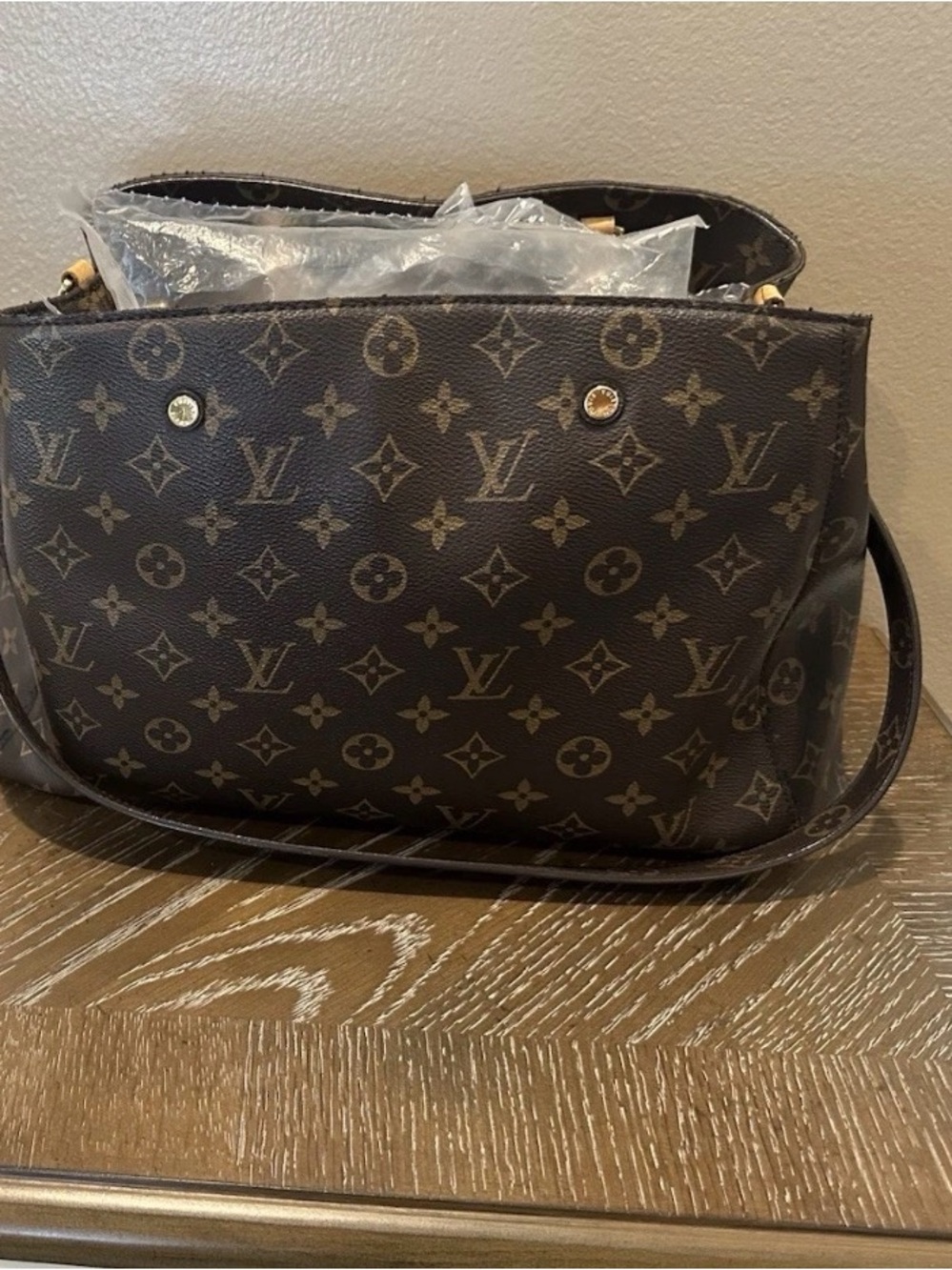 Louis Vuitton Monogram Brown Shoulder Bag with Gold Hardware